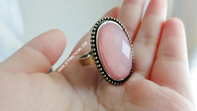 New Look ring with large pink gem stone