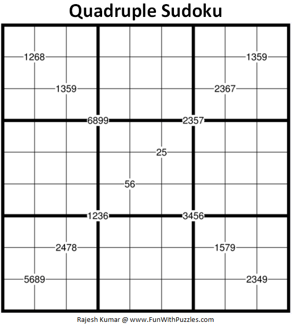 Quadruple Sudoku Puzzle (Fun With Sudoku #337)