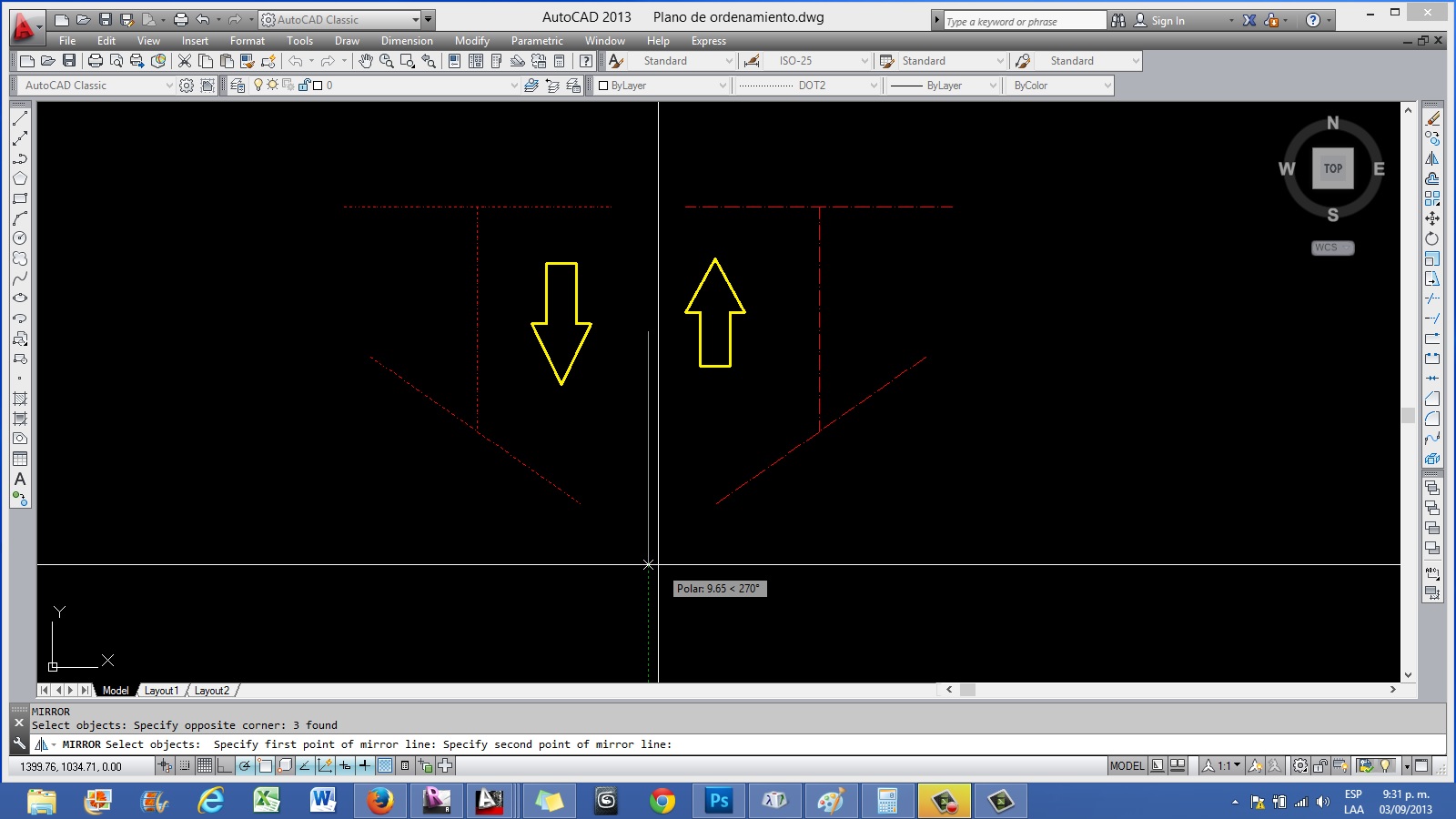 Aplicando Comando Mirror en AutoCad DominarCad