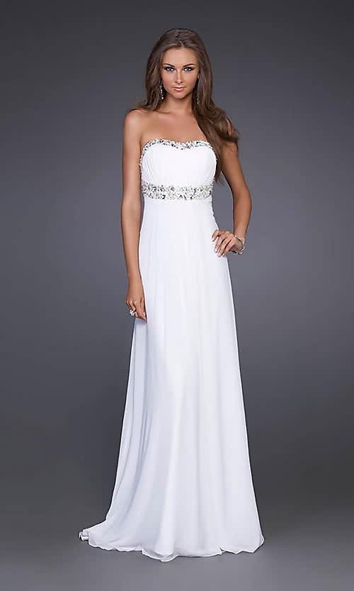 Coiffurete Dance: Robe de soir?�e blanche longue