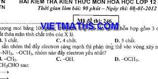 de thi thu mon hoa nam 2012