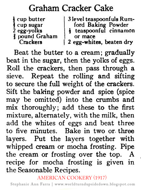 Graham Cracker Cake WWI Recipe