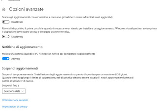 Sospensione aggiornamenti Sospensione