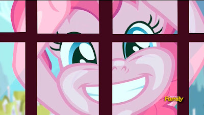 Pinkie Pie at the window of the Carousel Boutique