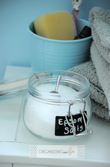 Use KORKEN jar filled with epsom salts near the tub to get extra relaxation :: OrganizingMadeFun.com