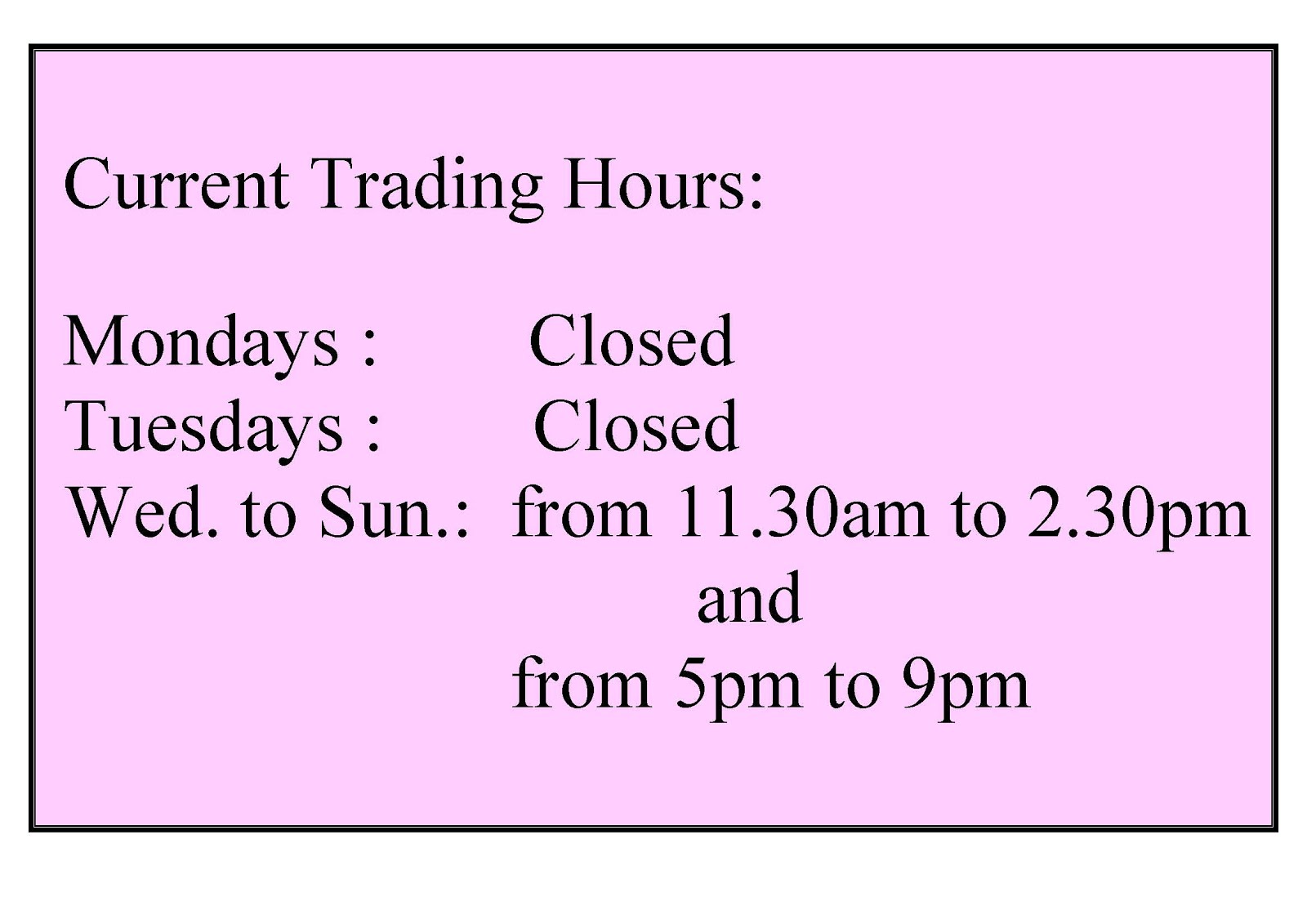Current Trading Hours: