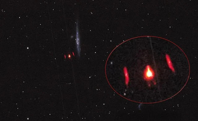 Red star like UFO seen through telescope Mufon case number 91964.