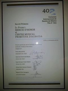 GANADORES DEL CERTAMEN INTERNACIONAL DE BANDAS DE MÚSICA VILLA DE ALTEA 2011