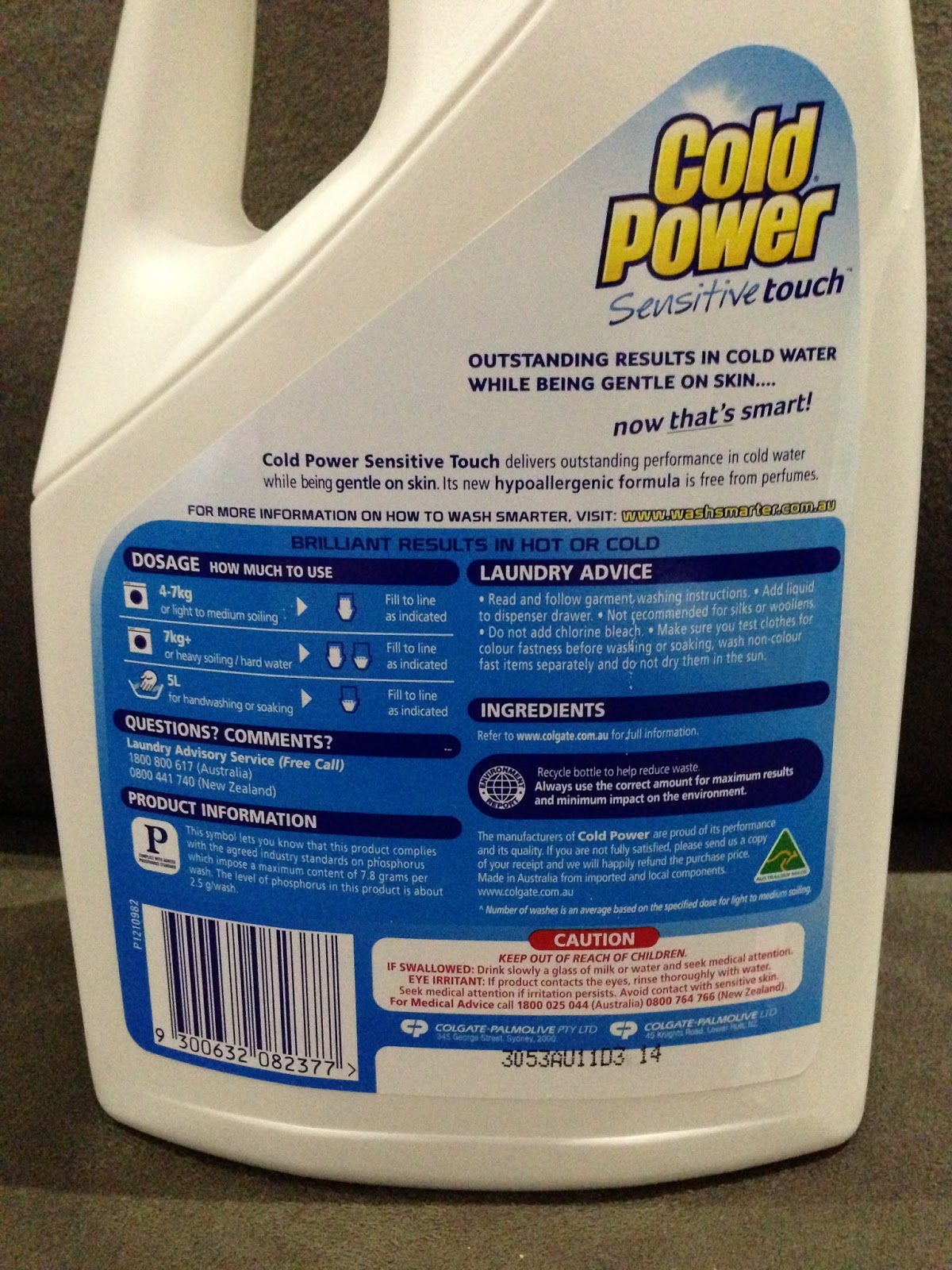 Cold Power Sensitive Touch Laundry Detergent