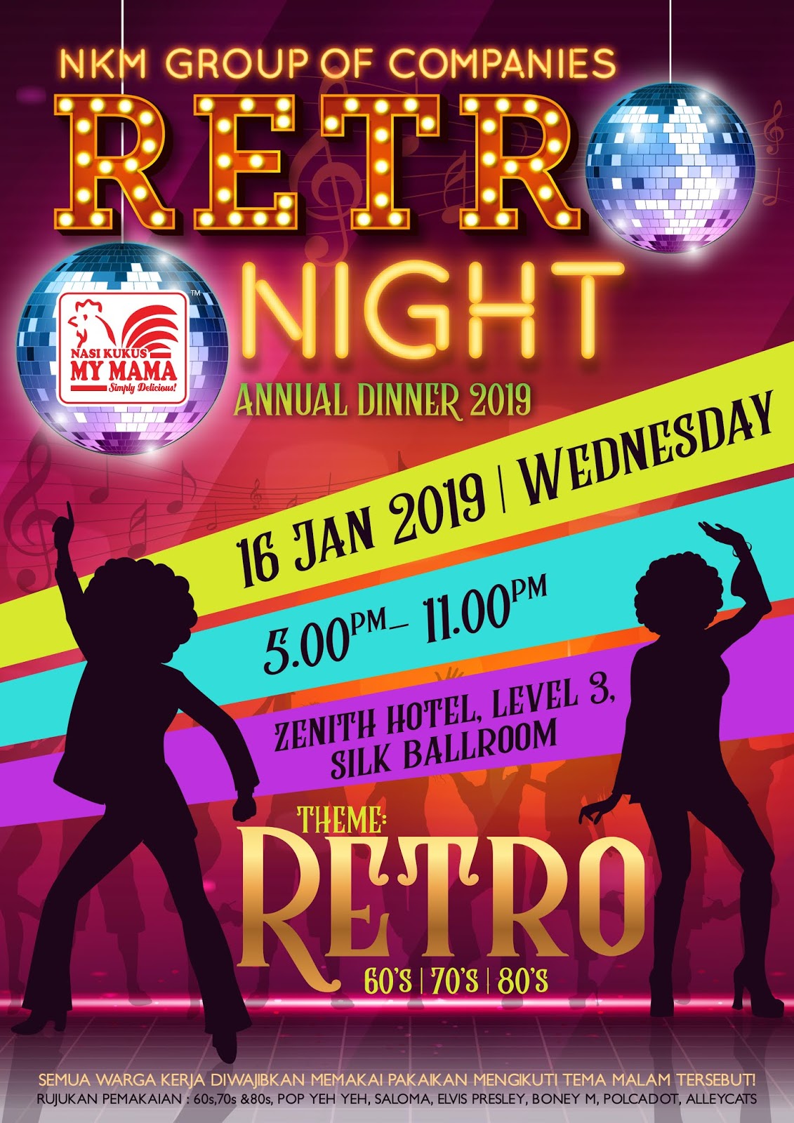 NKM MALAM DINNER POSTER RETRO NIGHT