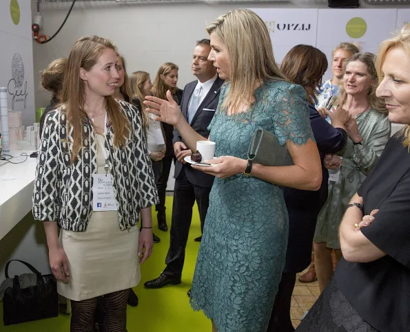 Queen Maxima at Innovation Summit for women TheNextWomen - opzij magazine. Queen Maxima wears Natan Lace Dress