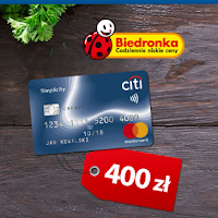 Voucher 400 zł na zakupy w sklepach Biedronka za darmową kartę Citi Simplicity