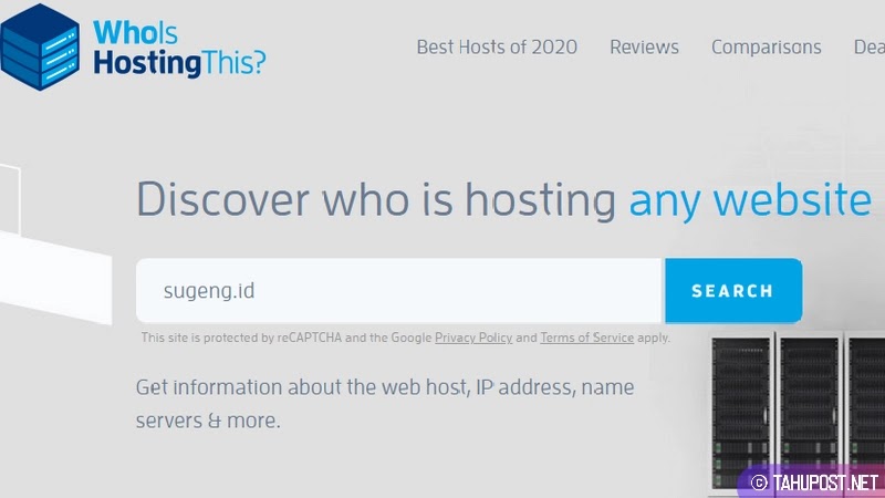 Masukkan Domain Situs di Who is Hosting This - Cara Mengetahui Web Hosting Sebuah Website