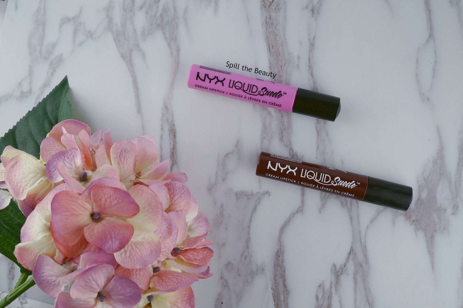 NYX Liquid Suede Cream Lipstick in 'Respect the Pink' and Hopper