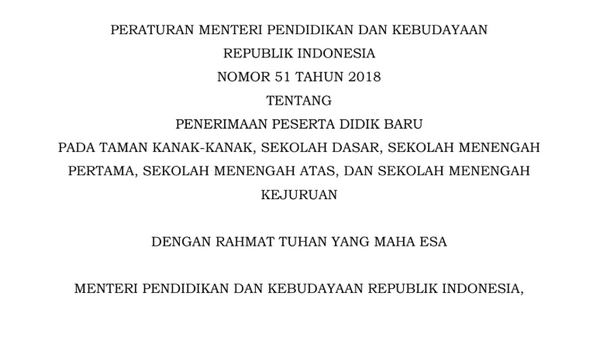 Permendikbud Nomor 51 Tahun 2020 Ihwal Ppdb Tahun 2020 2020 Sch Paperplane
