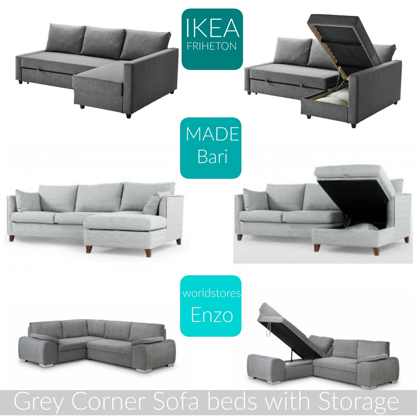 , Home:  The Best Grey Corner Sofa Beds with Storage