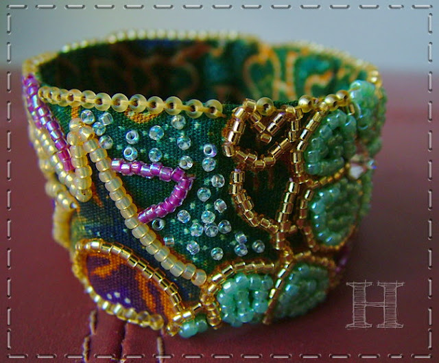 Beaded Batik Cuff - ClearyHelena