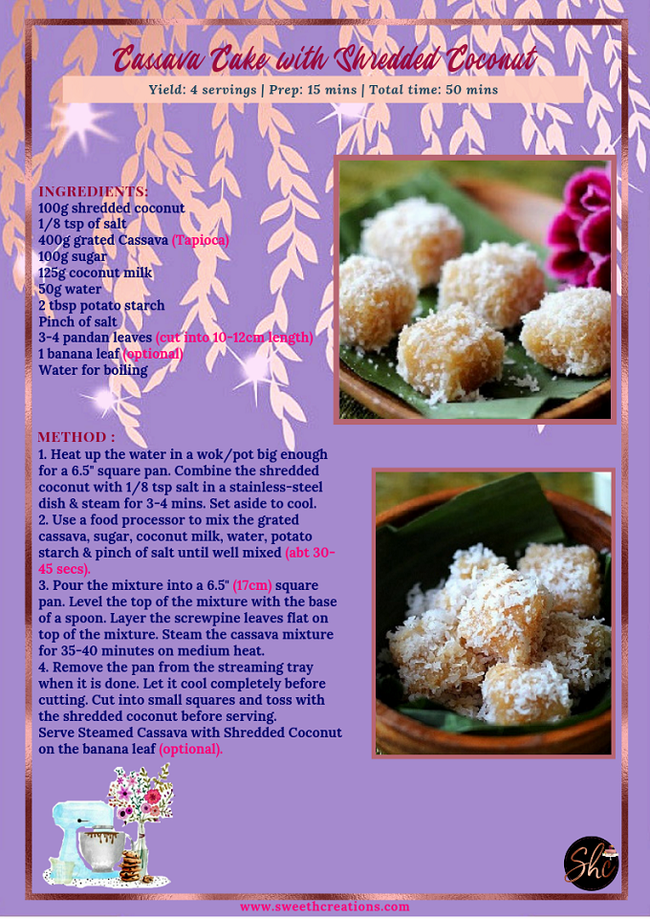 SHC 10 BEST HOMEMADE TRADITIONAL NYONYA KUIH RECIPES CASSAVA CAKE WITH SHREDDED COCONUT RECIPE