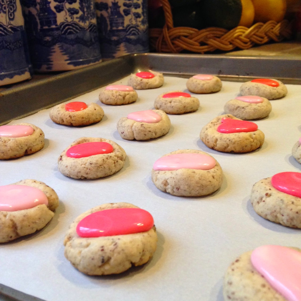 Valentine thumbprint cookies