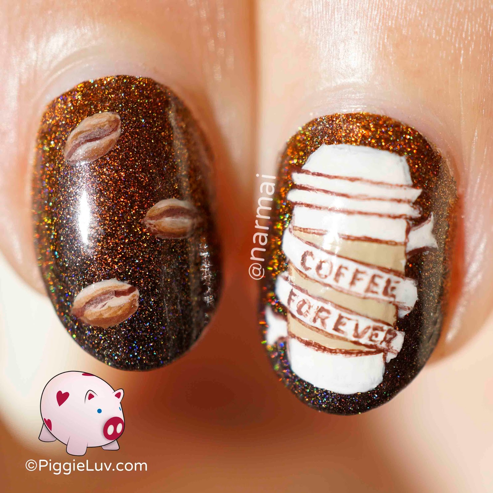 PiggieLuv: Coffee forever nail art