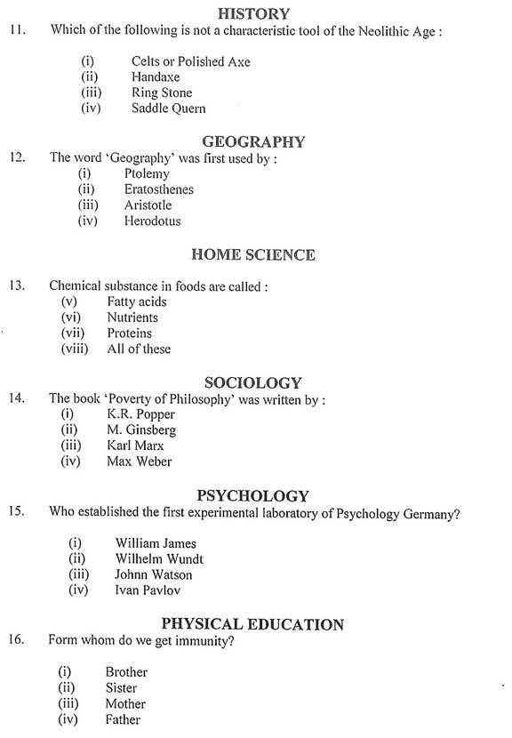 Image : HTET Sample Question Paper for Level-3 PGT History Geography Home Science Psychology PHE 2020 @ TeachMatters