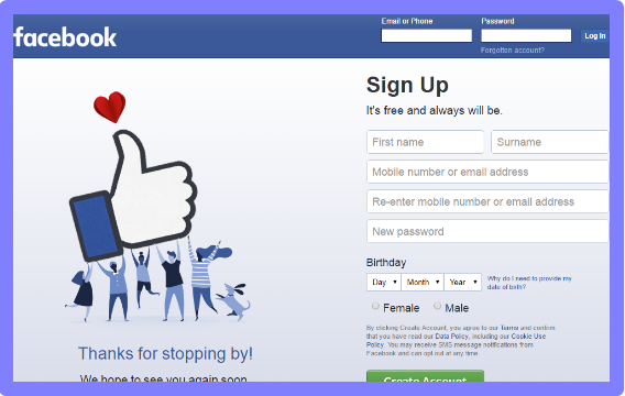 Www facebook com sign up or log in p