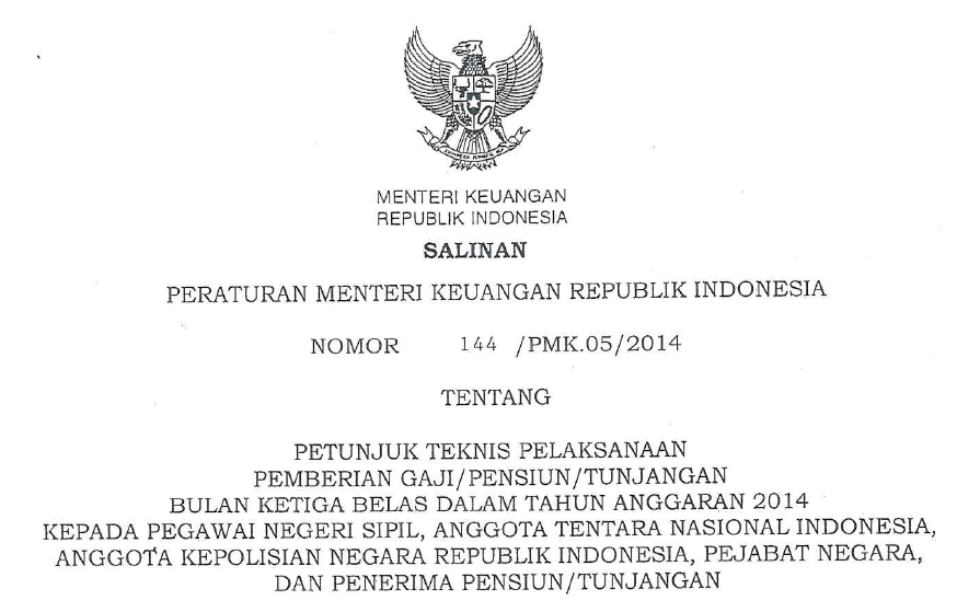 PMK Gaji Ke-13 Tahun 2014 Yang Ditungu