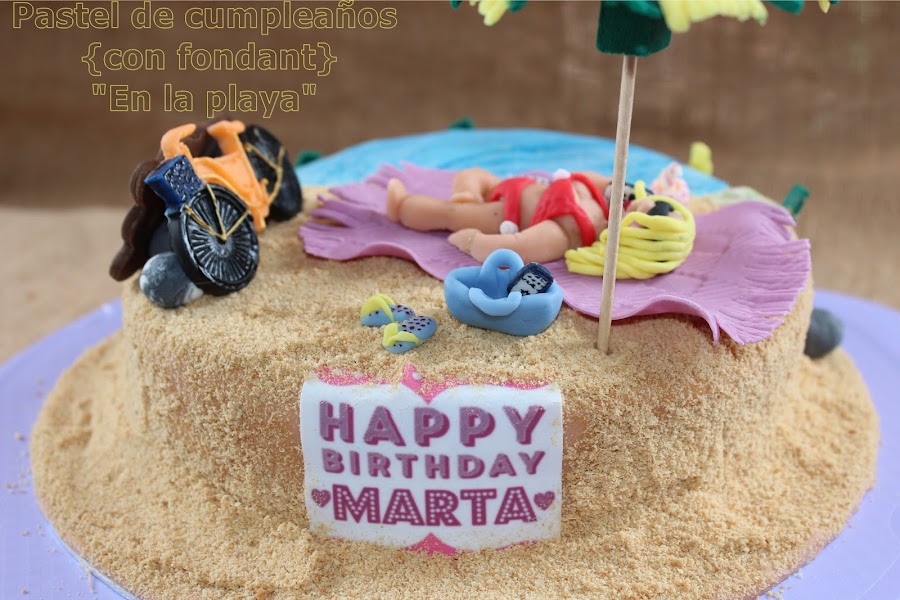 PASTEL DE CUMPLEAÑOS {CON FONDANT} "EN LA PLAYA" ON THE BEACH