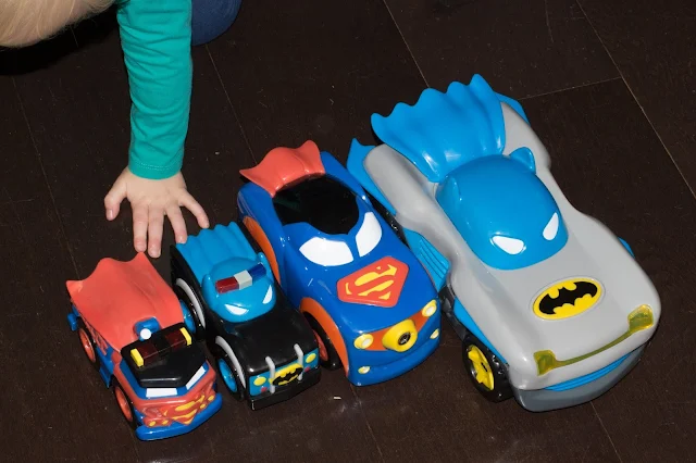 The Herodrive toy cars range lined up in size order