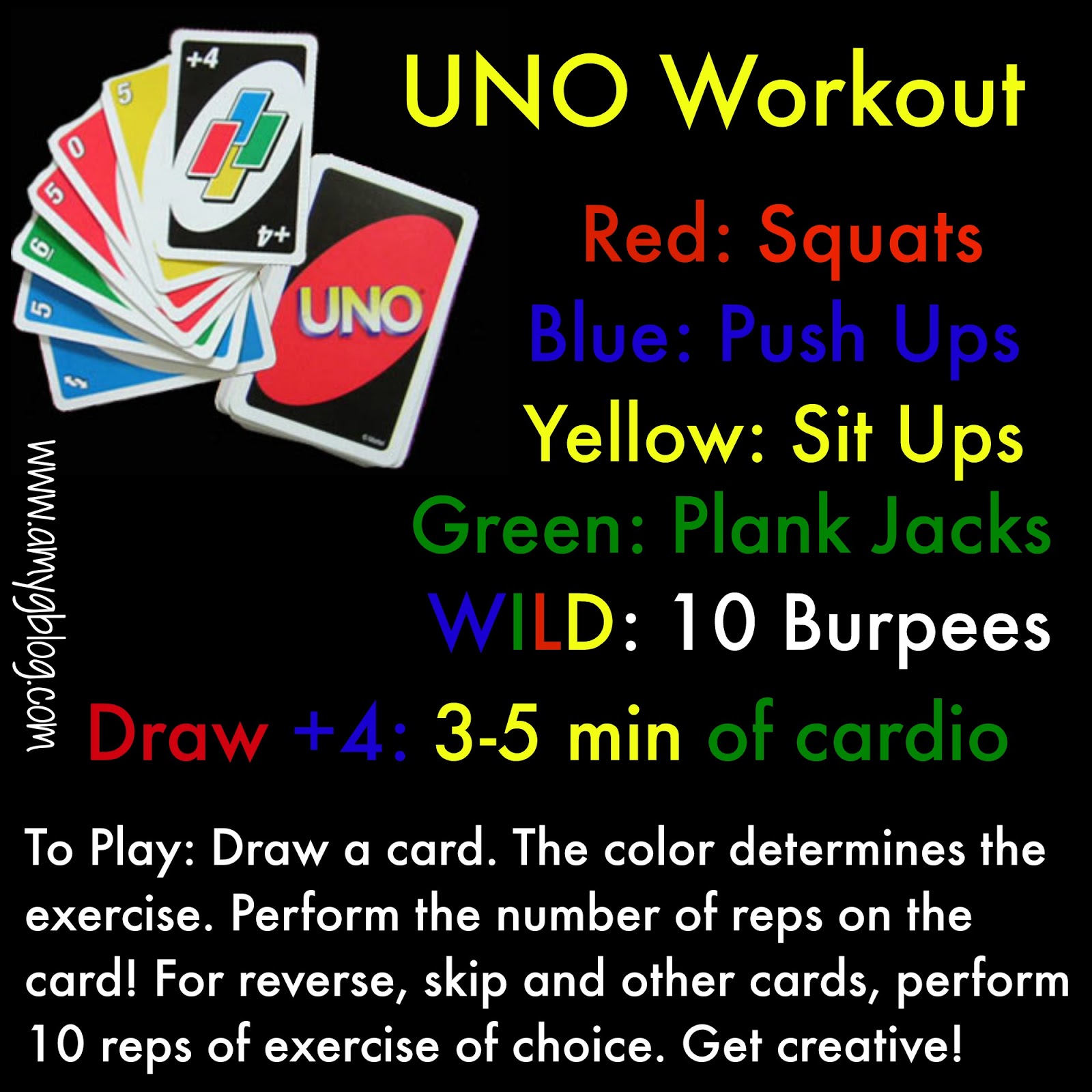 That time I turned a workout into a game UNO Workout in 2020 Card