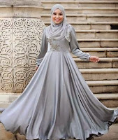Contoh desain busana gaun pesta muslim minimalis Contoh desain busana gaun pesta muslim minimalis