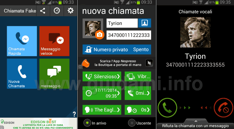 App Android Chiamata Fake & SMS