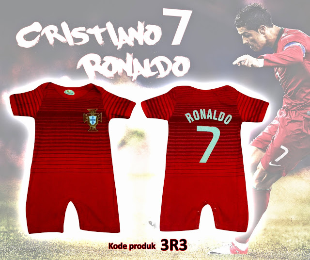 Jual online grosir ecer Romper bayi karakter Cristiano Ronaldo CR7