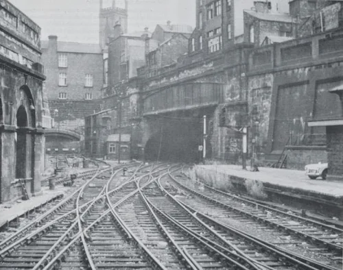 Central Line railway behind Bold Street, 1960s