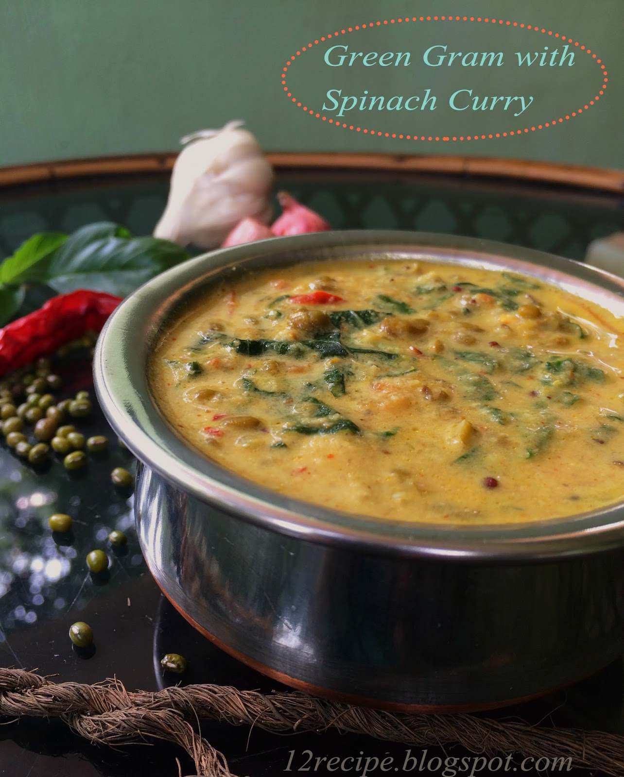 Green Gram with Spinach curry / CheeraCherupayaru Curry Recipe Book
