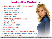 jessica alba movies and tv shows, jessica alba from her debut movie camp nowhere, venus rising, punks, never been kissed, idle hands, paranoid, the sleeping dictionary, honey, sin city, fantastic four, into the blue, the ten, knocked up, fantastic four rise of the silver surfer, good luck chuk.