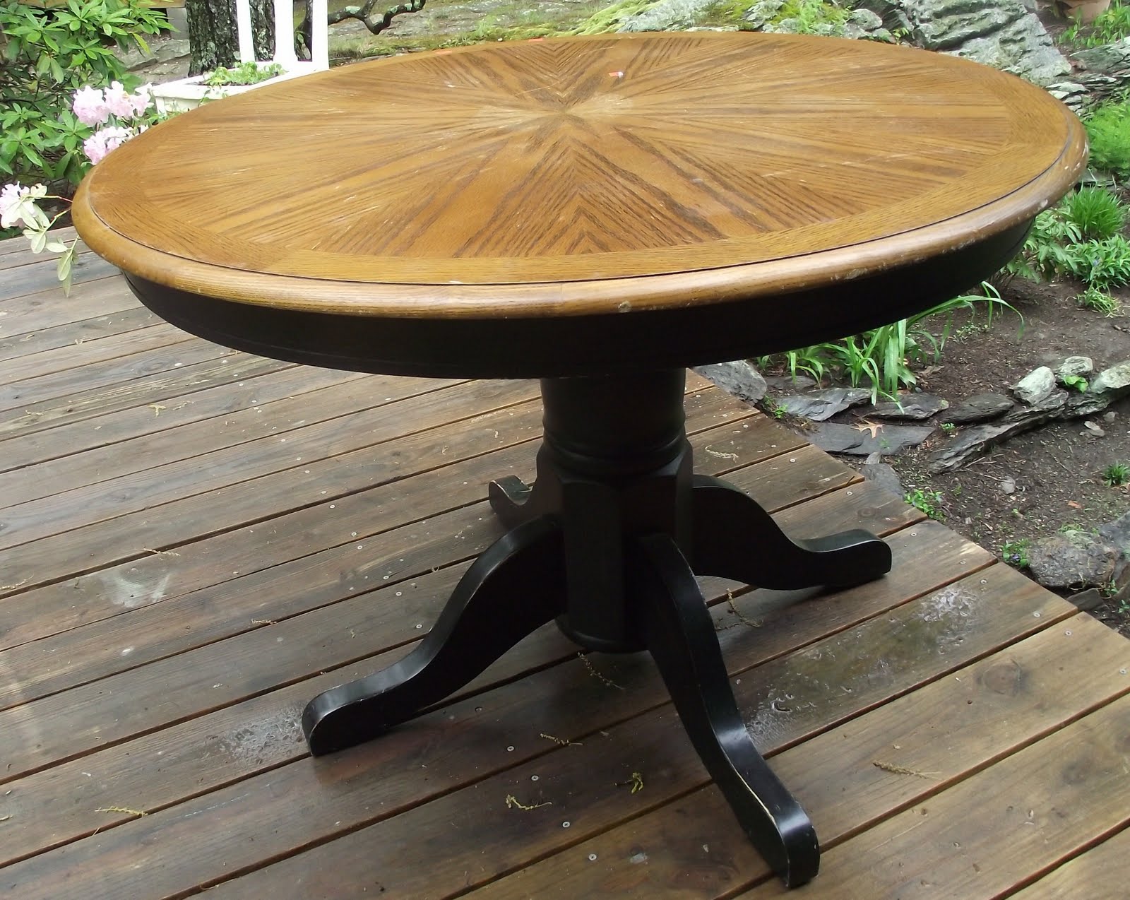 Serendipity Chic Design Before and after shabby chic pedestal table makeover