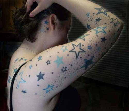 full sleeve and shoulder star tattoo omuz ve kol yıldız kaplama dövme full sleeve and shoulder star tattoo omuz ve kol yıldız kaplama dövme