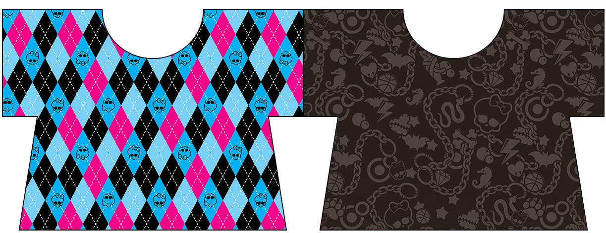 Monster High Negro: Invitaciones para Imprimir Gratis. Tarjeta con forma de camisa.