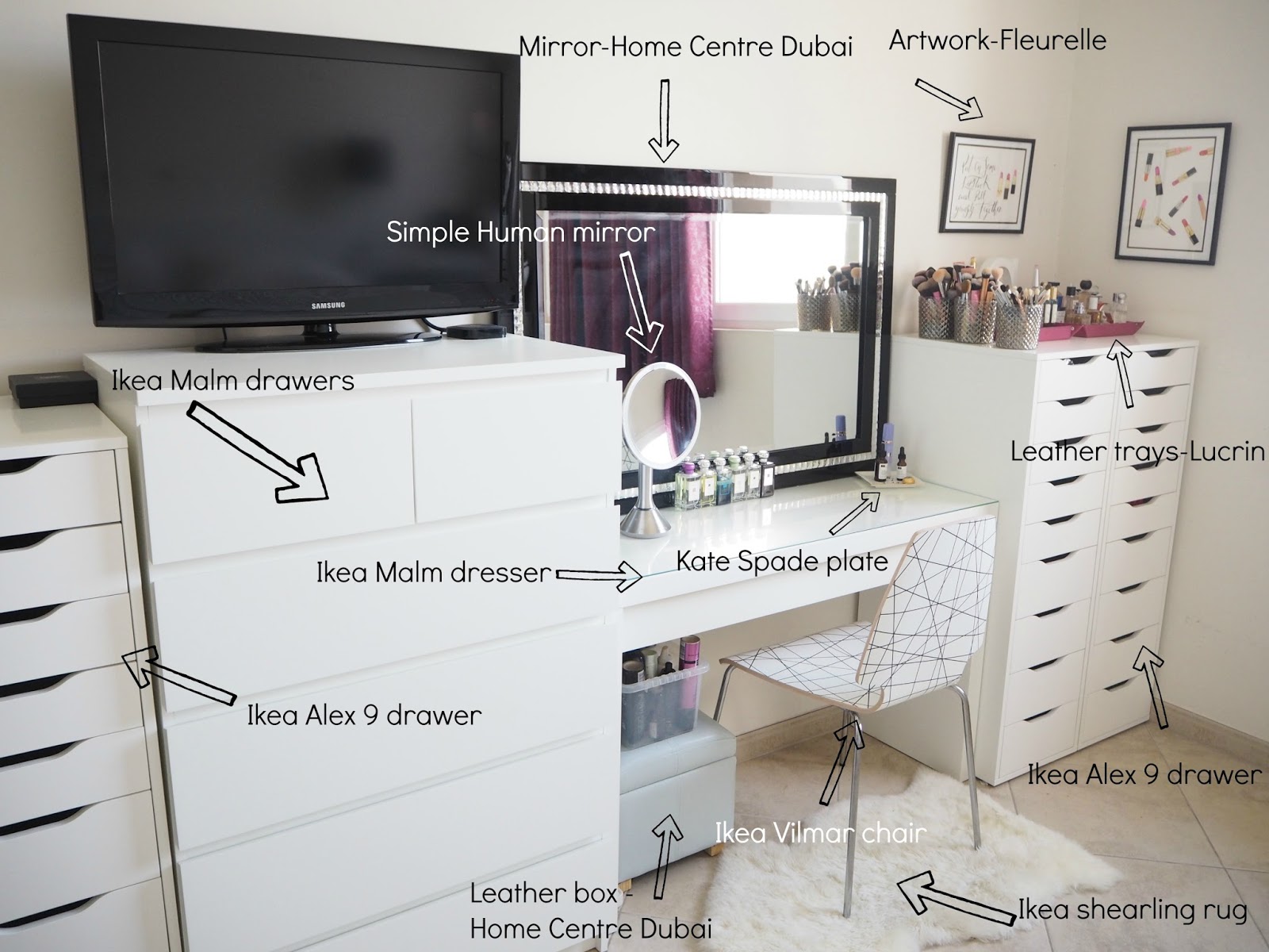 My Make Up Storage Vanity Bedroom Tour Expat Make Up Addict