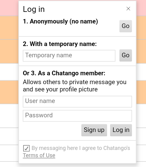 Chatango chat room list