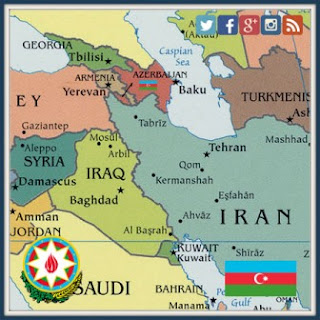 Azerbaijani flag with the map of Azerbaijan