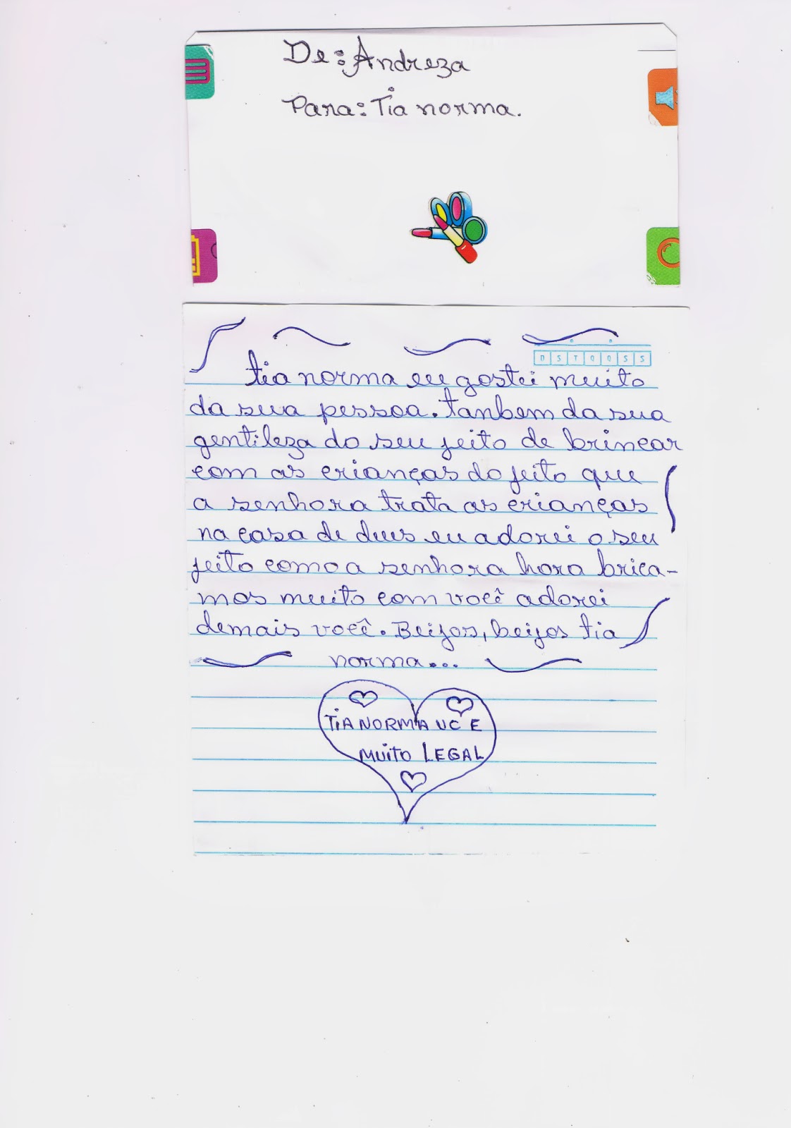 Escola Norma Barros: Cartas de agradecimentos.