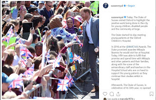 Today, The Duke of Sussex visited Oxford to highlight the positive work being done in the city for young children, disabled people and the community at large.  The Duke started his day meeting young patients at the Oxford Children’s Hospital.  In 2016 at the @WellChild Awards, The Duke promised awardee Mikayla Beames he would visit her at hospital. Today, HRH was able to fulfill that promise and spend time with Mikayla and other patients and their families, along with the some of the extraordinary staff and teachers in the Hospital School who are on hand to support the young patients as they continue their studies whilst in hospital.  Afterwards, The Duke of Sussex, in celebration of its 30th year, re-opened the OXSRAD Disability Sports and Leisure Centre, a facility first opened by his mother, Diana Princess of Wales in 1989. His Royal Highness felt honoured to pay tribute to her work and meet some of the people his mother met 30 years ago.  This centre supports people with disabilities through sport and physical exercise – an area The Duke is particularly passionate about. HRH has seen the transformative effect sports, teamwork and exercise can have on people, not just physically but also for their mental fitness.  The Duke’s final stop was at Barton Neighbourhood Centre to see the work of Thrive Teams, an initiative that supports at risk youth with access to education and employment. The Barton Centre includes a cafe, doctor’s office, sports hall, local police centre and food bank. The team there save nearly one tonne of food per day from being wasted and whip up some incredible meals for those that can’t afford to sustain themselves.  Serving as a hub for this close-knit community, where 1 in 4 grow up in child poverty, this centre truly is a lifeline for its roughly 5,000 residents, but also an example of what can be achieved when we all come together.