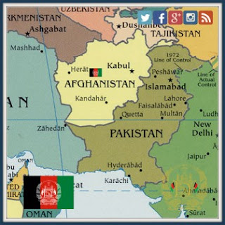 Afghan Flag with afghanistan map