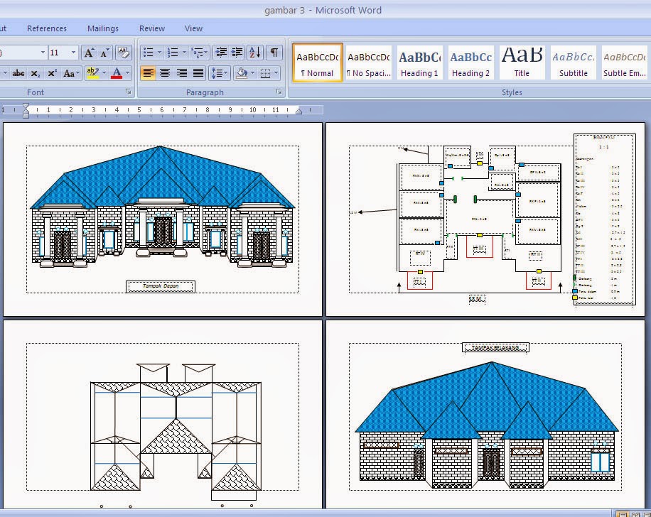 Menggambar Desain Rumah Menggunakan Autocad Gambar 08 Lewat Microsoft Office