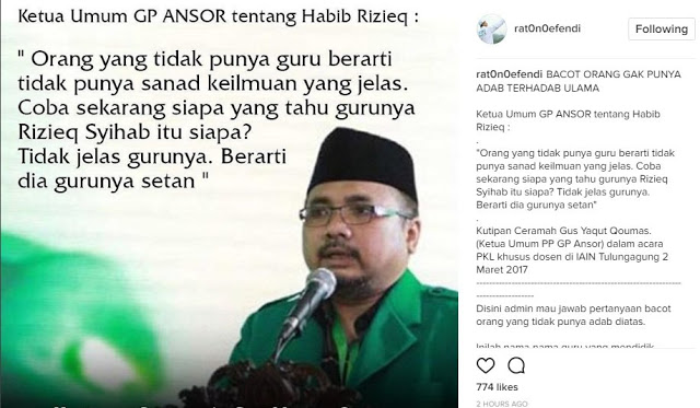 Ketum GP Ansor Sebut Habib Rizieq Gurunya Setan Muslimina Ketum GP Ansor Sebut Habib Rizieq Gurunya Setan Muslimina