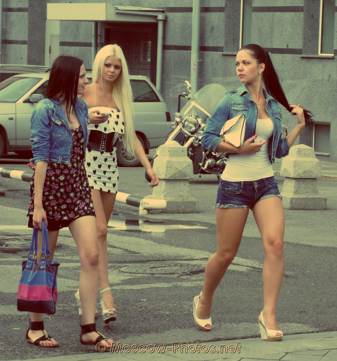 Girls walking in summer  
