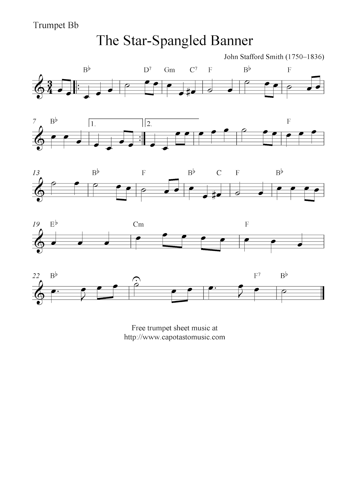 Star Spangled Banner Piano Note For Beginner 109