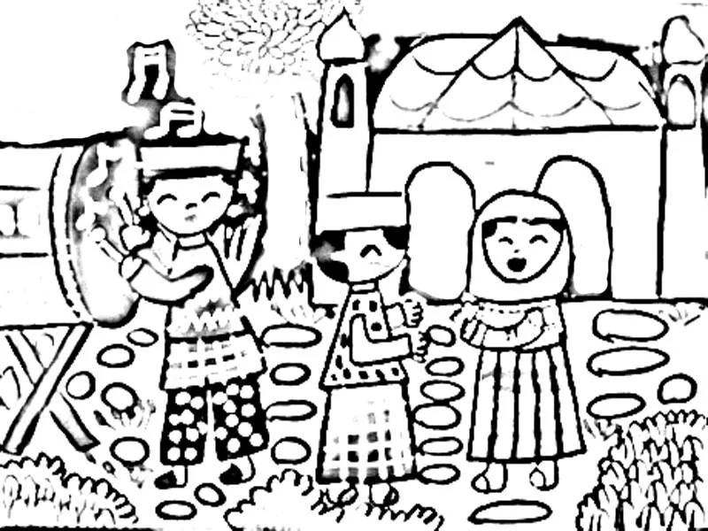 Hari Raya Aidilfitri Kad Colouring Pages Page 2